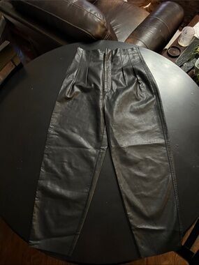 Free People Black Faux Leather High-Waist Trousers